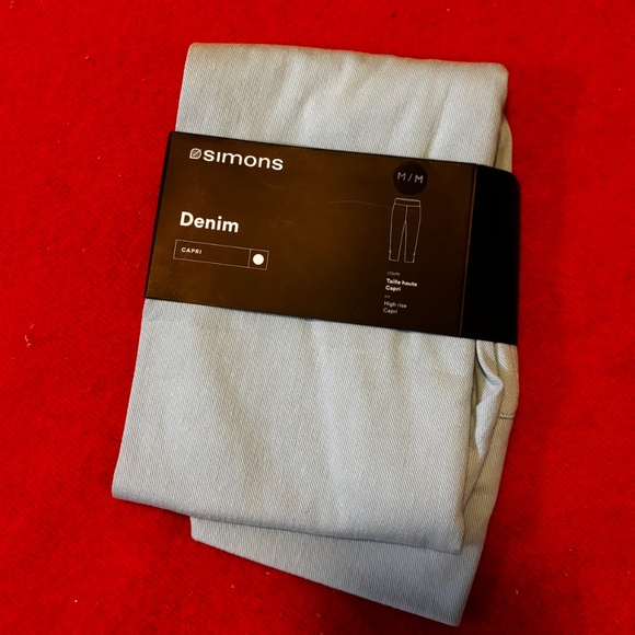 Light blue denim high waist capri leggings jeggings NWT - Picture 2 of 7